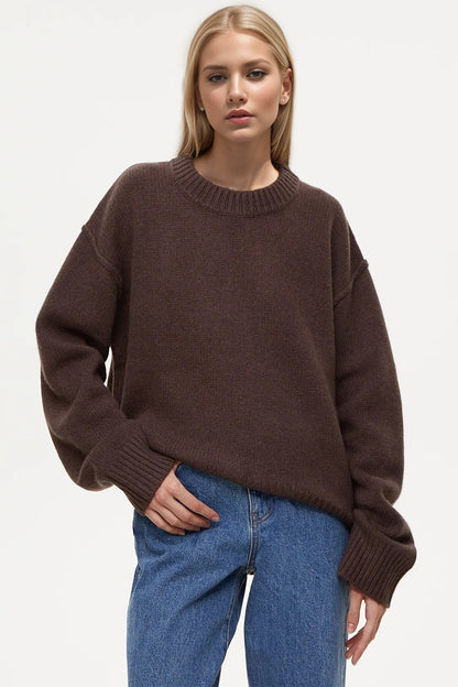 Round Neck Dropped Shoulder Sweater | Casual & Comfortable