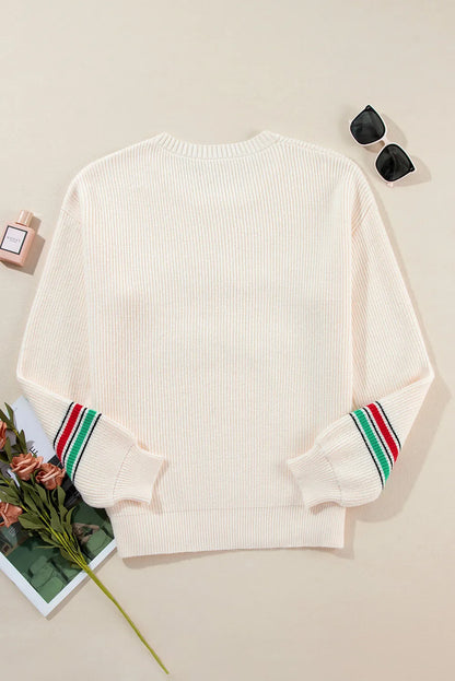 Letter Round Neck Long Sleeve Sweater | Casual & Stylish