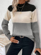 Color Block Mock Neck Long Sleeve Sweater | Bold & Cozy