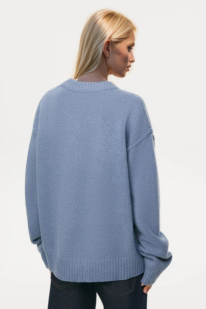 Round Neck Dropped Shoulder Sweater | Casual & Comfortable