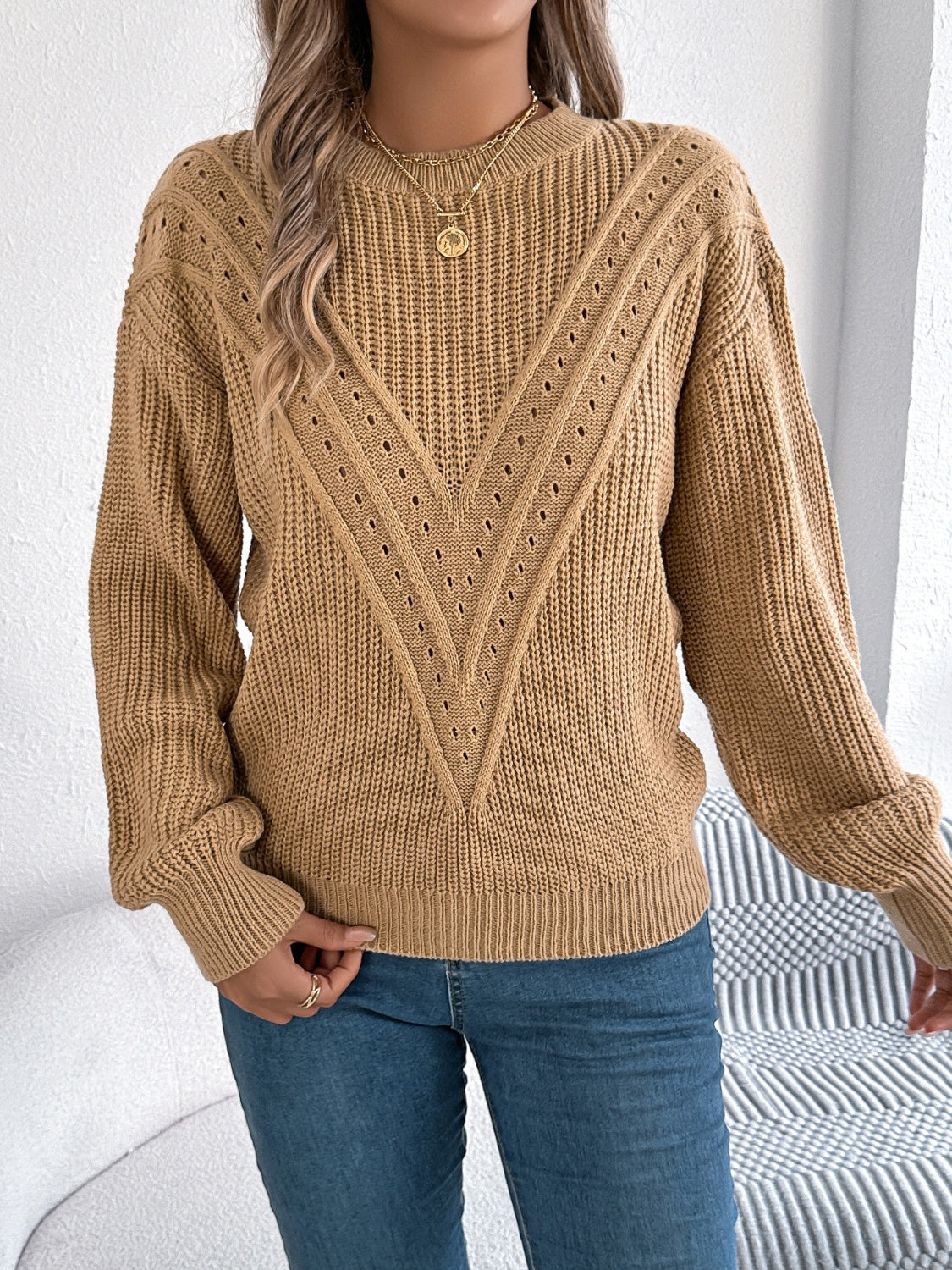 Round Neck Long Sleeve Sweater | Cozy & Versatile