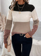 Color Block Mock Neck Long Sleeve Sweater | Bold & Cozy