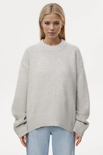 Round Neck Dropped Shoulder Sweater | Casual & Comfortable