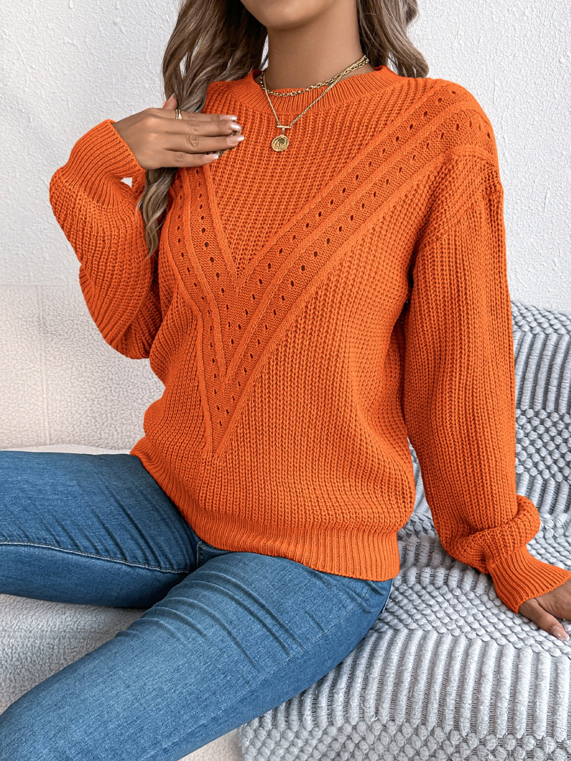 Round Neck Long Sleeve Sweater | Cozy & Versatile