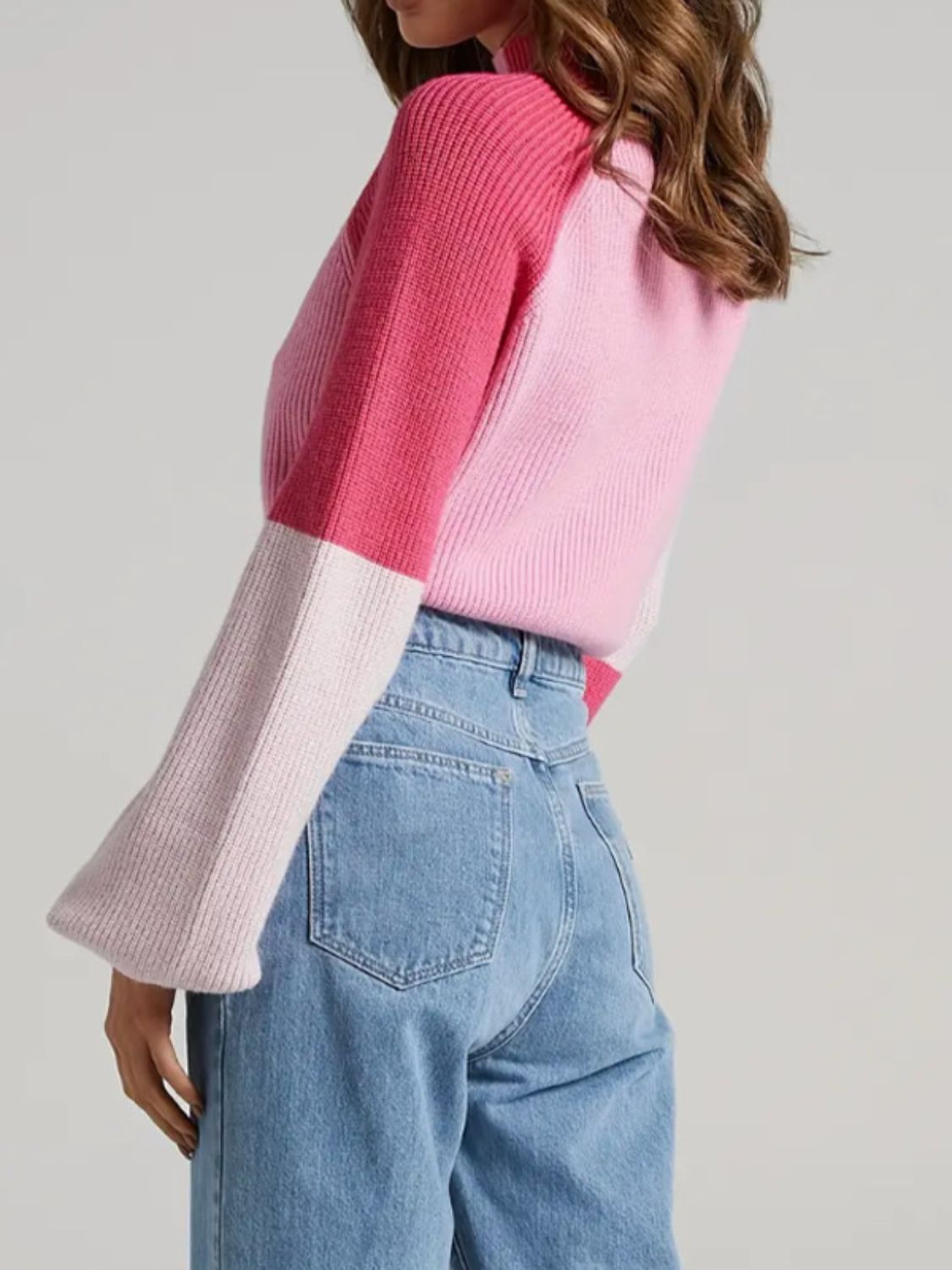 Contrast Mock Neck Long Sleeve Sweater | Stylish & Cozy