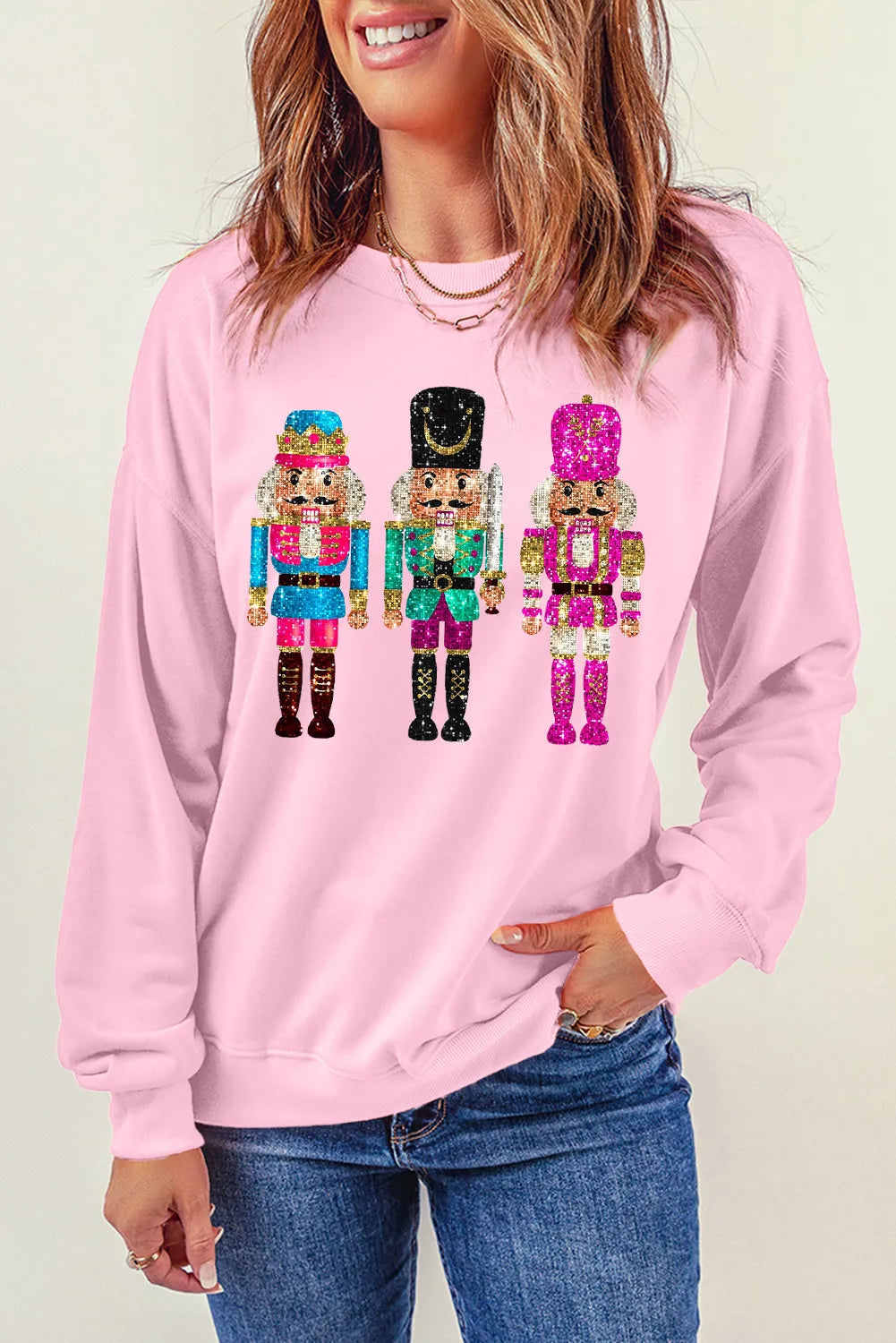 Nutcracker Round Neck Long Sleeve Sweatshirt | Festive & Cozy