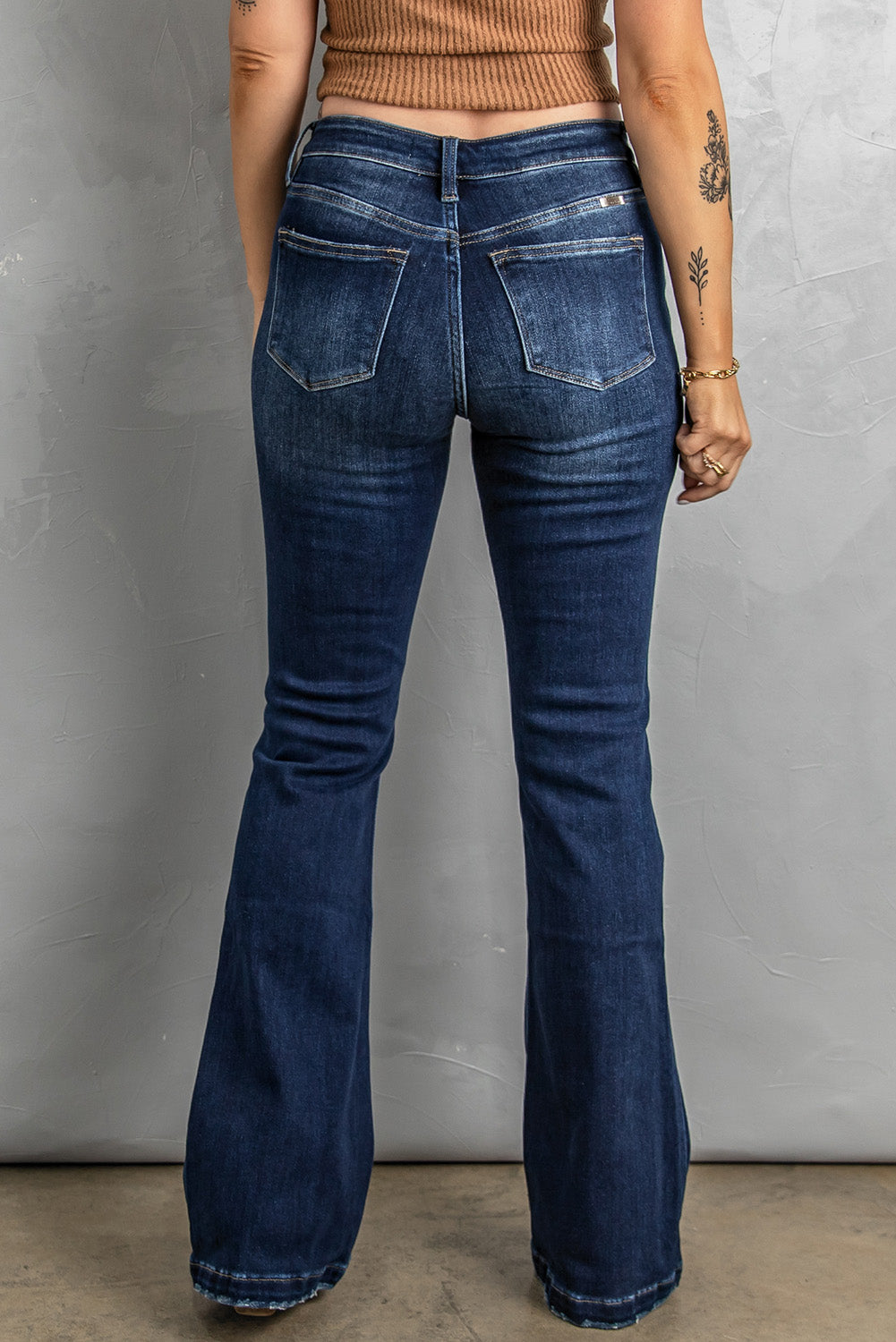 Button Fly Distressed Bootcut Jeans | Casual & Trendy