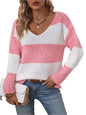 Color Block V-Neck Long Sleeve Sweater | Bold & Stylish