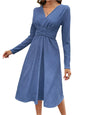 Crisscross Surplice Neck Long Sleeve Dress | Elegant & Stylish
