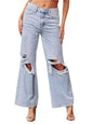 Distressed Wide Leg Jeans with Pockets | Edgy & Stylish