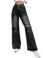 Distressed Wide Leg Jeans with Pockets | Trendy & Comfortable 