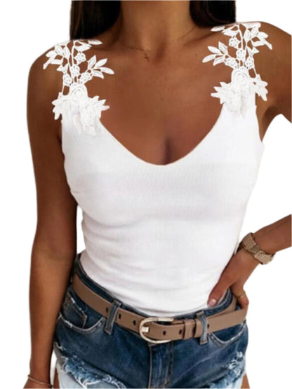 Full Size Lace Detail Scoop Neck Tank | Elegant & Versatile