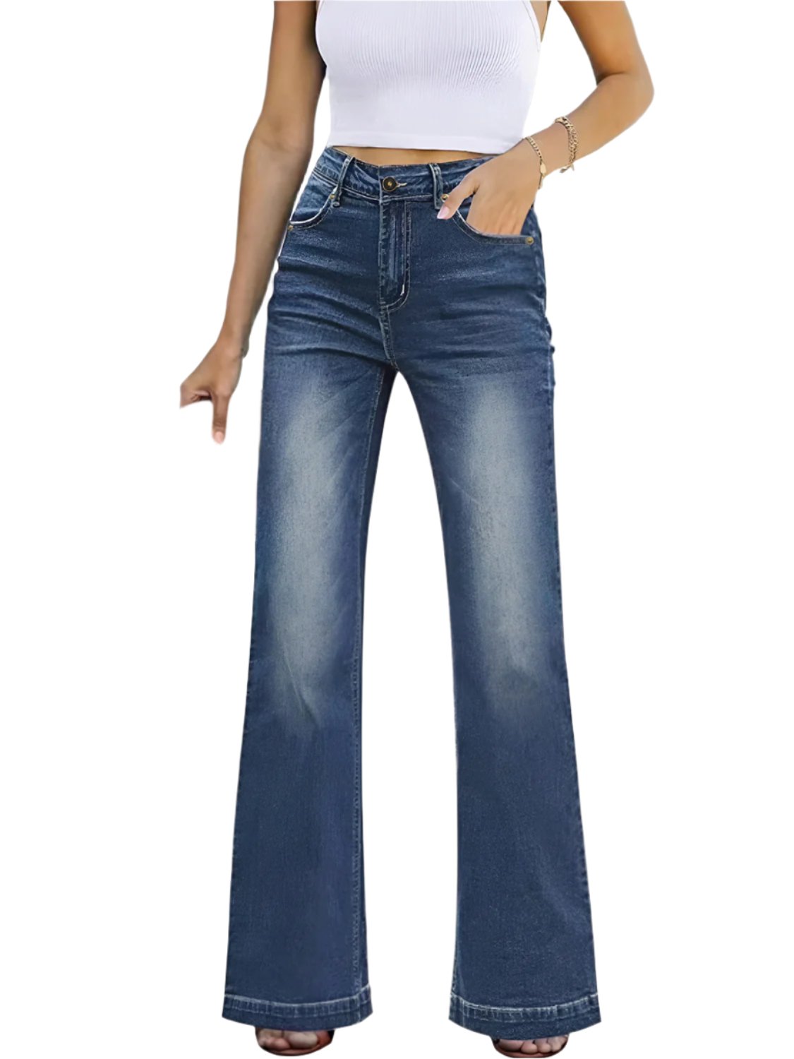High Waist Bootcut Jeans with Pockets | Stylish & Flattering Fit