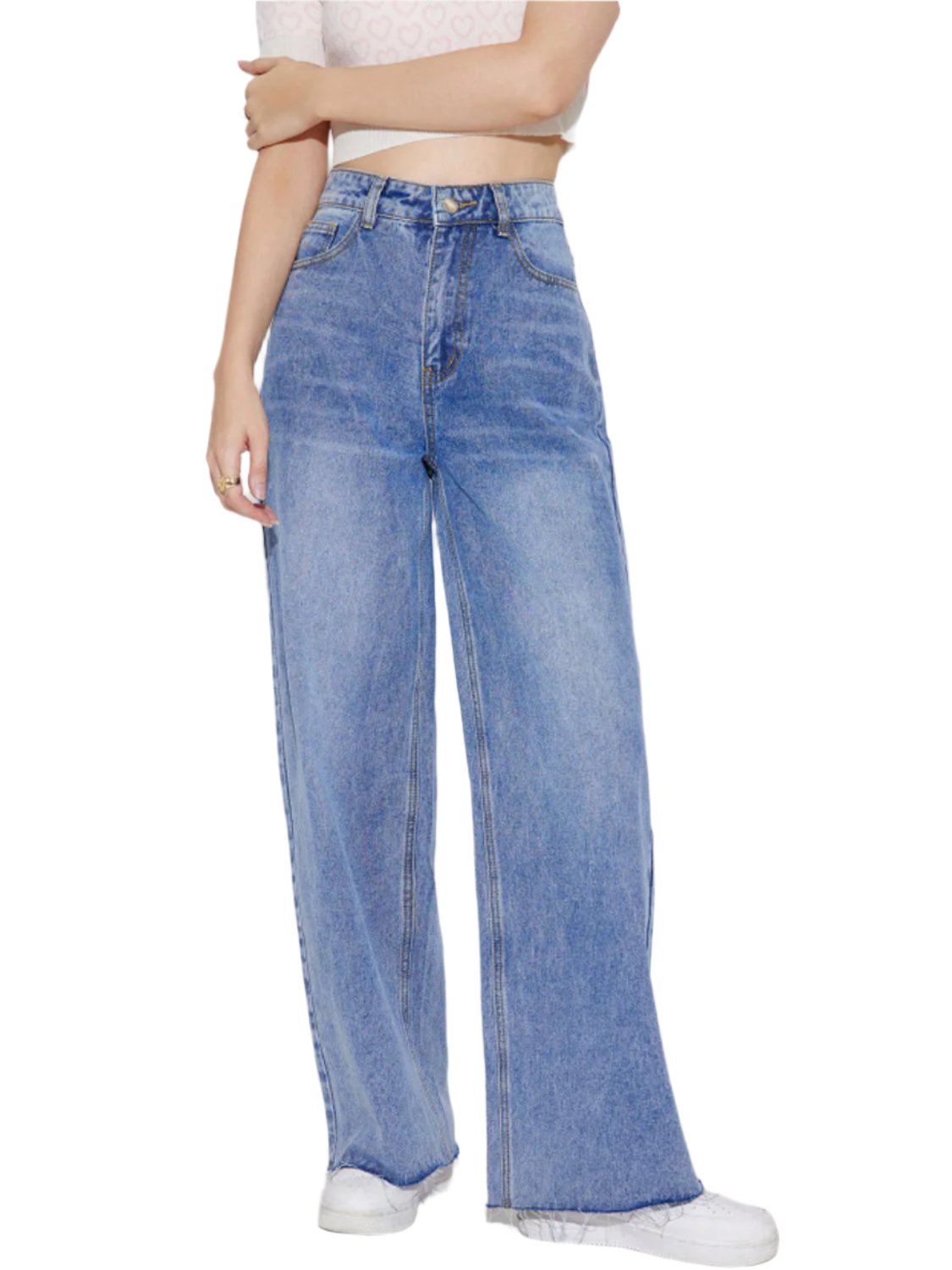High Waist Straight Leg Jeans with Pockets | Stylish & Comfortable Fit