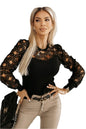 Hollowed Floral Lace Spliced Long Sleeve Blouse | Elegant & Chic