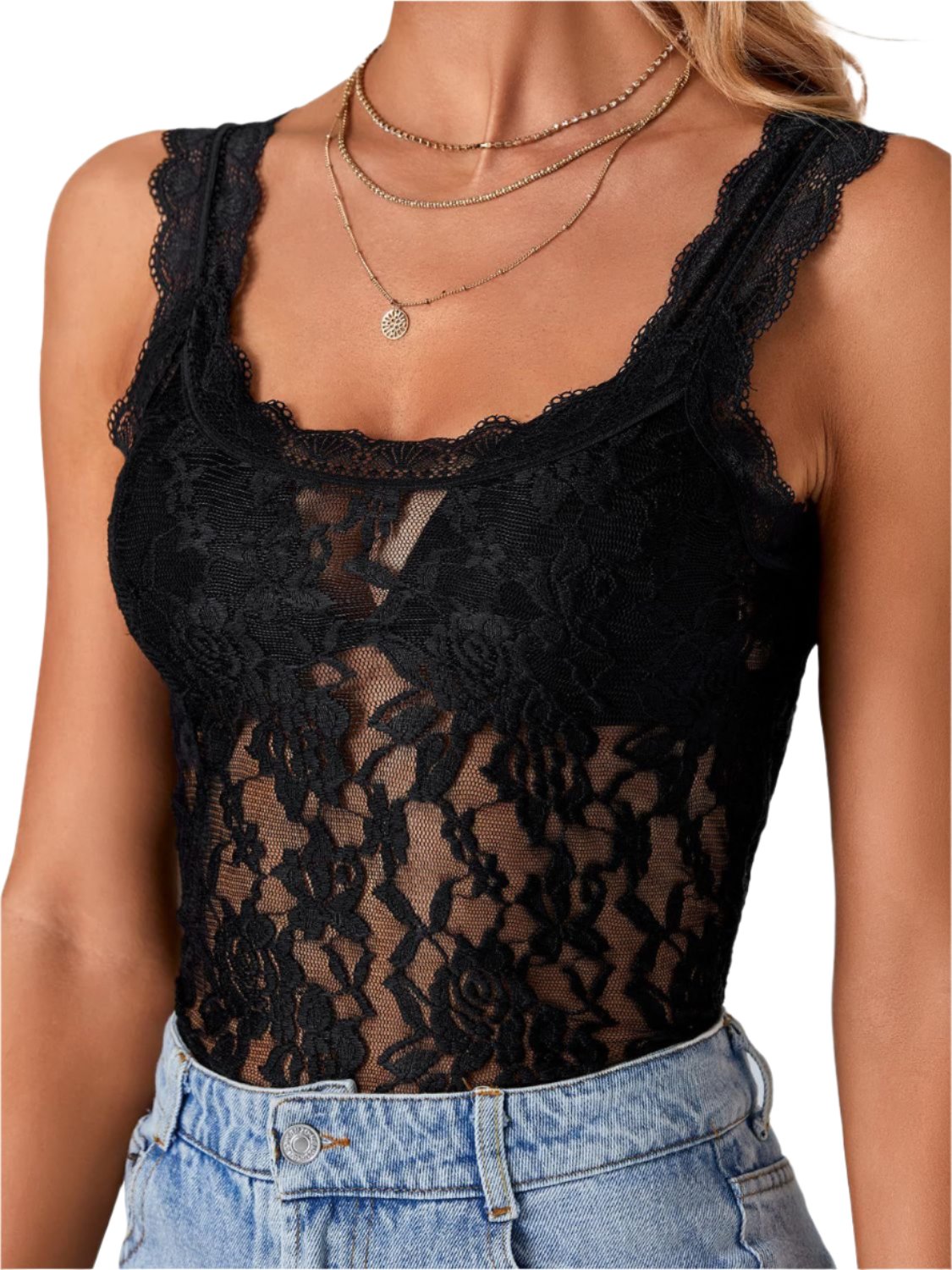 Lace Scoop Neck Tank | Elegant & Versatile