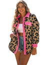 Leopard Contrast Teddy Jacket with Pockets | Cozy & Chic