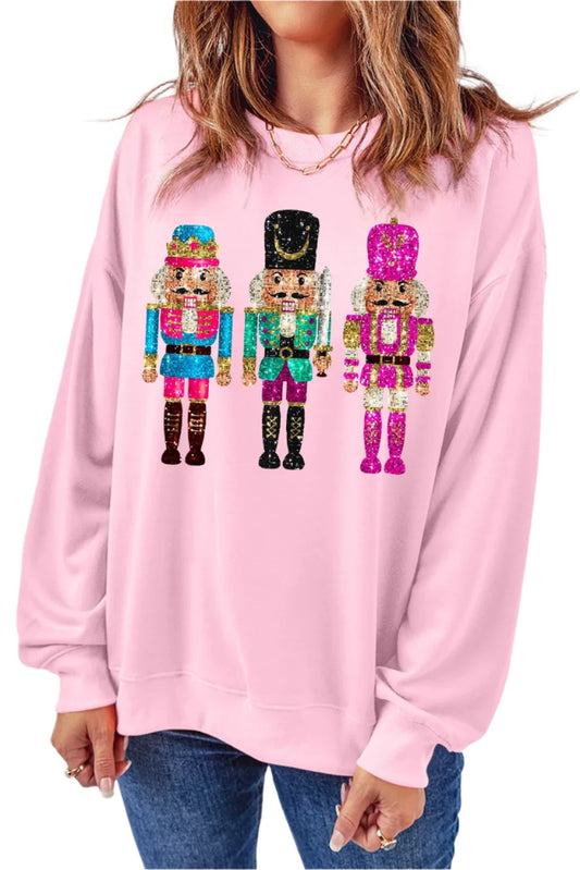 Nutcracker Round Neck Long Sleeve Sweatshirt | Festive & Cozy