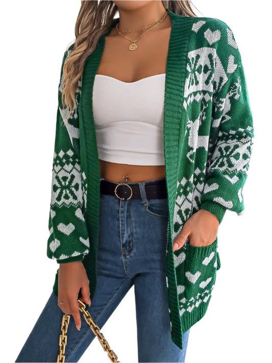 Pocketed Open Front Long Sleeve Cardigan | Cozy & Functional