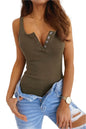 Quarter Button Wide Strap Tank | Casual & Comfortable