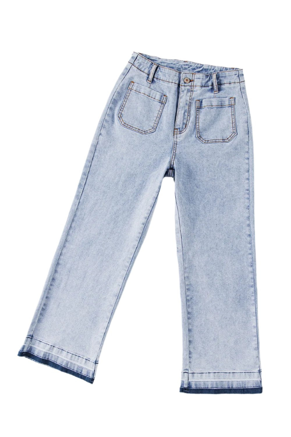 Raw Hem Straight Jeans with Pockets | Edgy & Comfortable