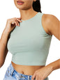 Round Neck Cropped Tank | Essential & Versatile in Sage