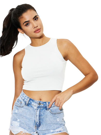 Round Neck Cropped Tank | Essential & Versatile in White
