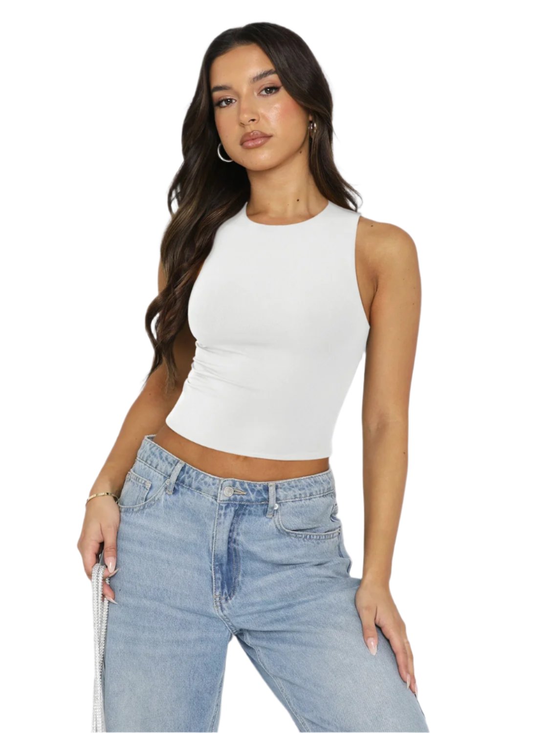 Round Neck Cropped Tank | Simple & Stylish in White