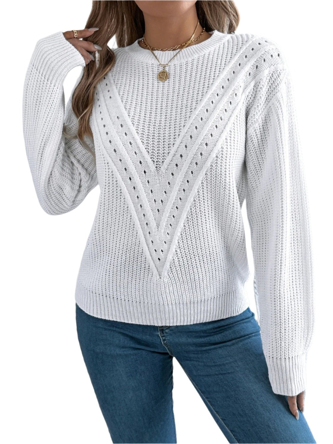 Round Neck Long Sleeve Sweater | Cozy & Versatile