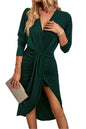 Ruched Surplice Long Sleeve Slit Dress | Elegant and Versatile