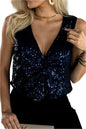 Sequin V-Neck Tank | Sparkle & Style in Dark Navy