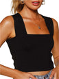 Square Neck Wide Strap Tank | Classic & Comfortable in Black