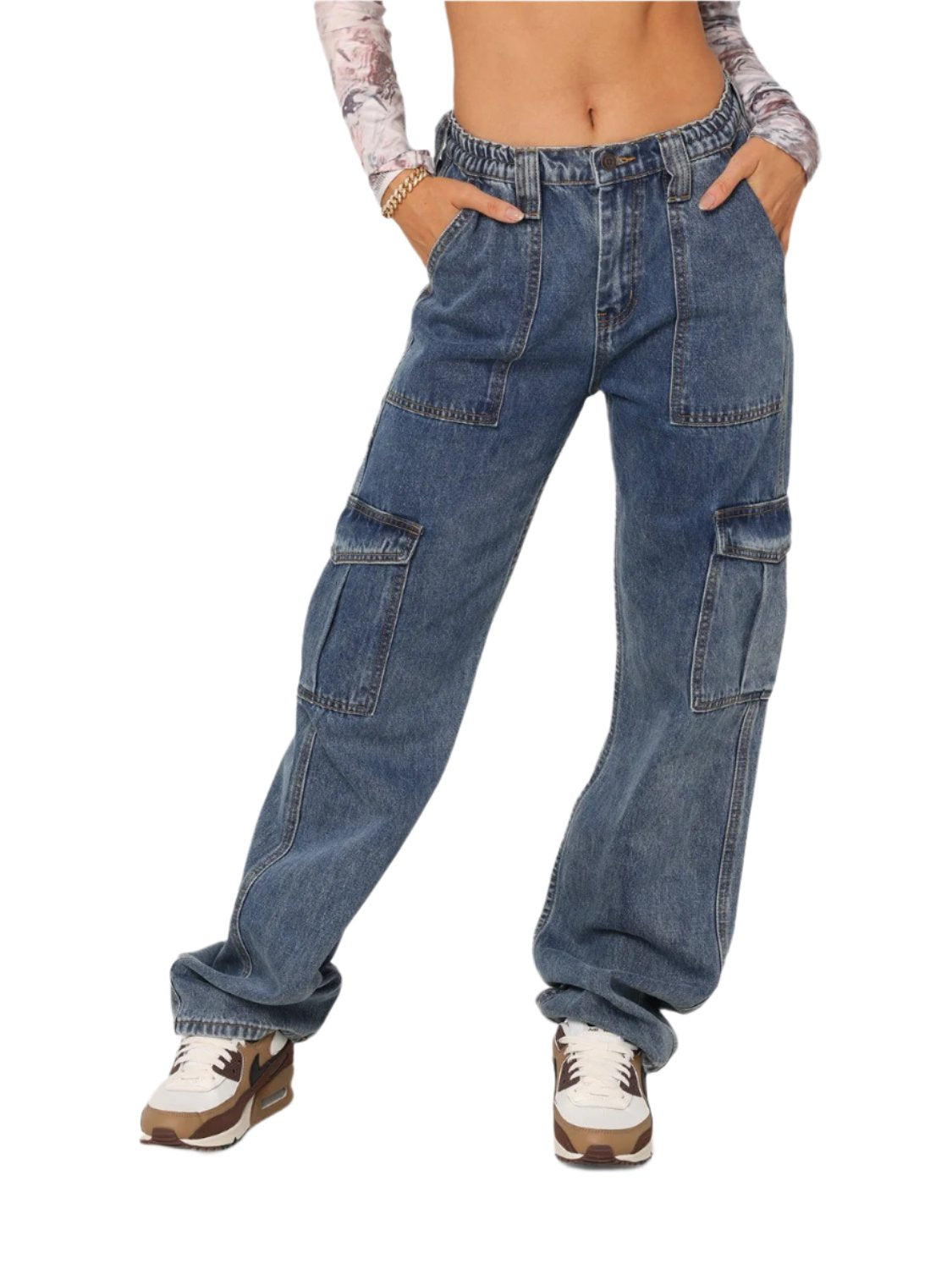 Straight Jeans with Pockets | Classic & Durable in Medium Denim