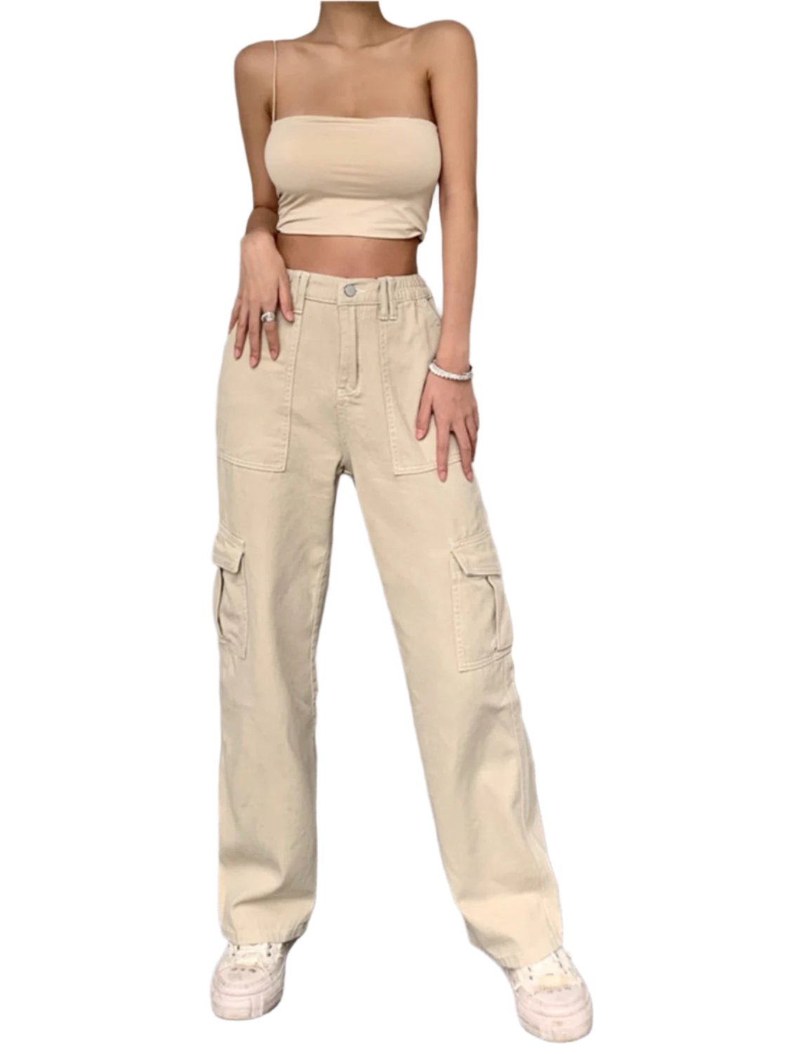 Straight Jeans with Pockets | Classic & Durable in Sand