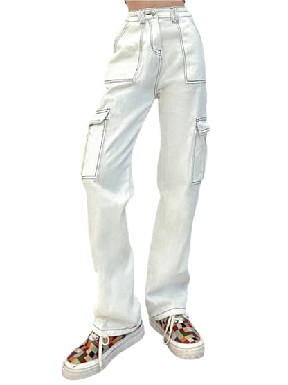 Straight Jeans with Pockets | Classic & Durable in White