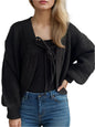 Tied Dropped Shoulder Long Sleeve Cardigan | Cozy & Stylish in Black
