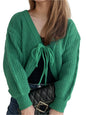 Tied Dropped Shoulder Long Sleeve Cardigan | Cozy & Stylish in Green