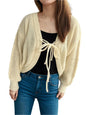 Tied Dropped Shoulder Long Sleeve Cardigan | Cozy & Stylish in Tan