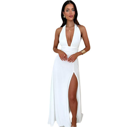 V-Neck Backless Slit Event Dress | Elegant Evening Wear