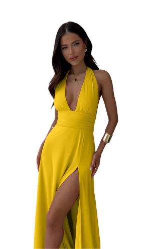 V-Neck Backless Slit Event Dress | Elegant Evening Wear