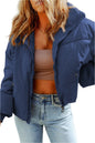 Zip Up Collared Neck Coat with Pockets | Warm & Stylish in Cobalt Blue 