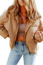 Zip Up Collared Neck Coat with Pockets | Warm & Stylish in Tan