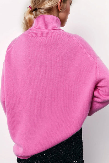 Turtleneck Long Sleeve Dropped Shoulder Sweater | Cozy & Stylish