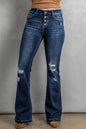 Button Fly Distressed Bootcut Jeans | Casual & Trendy