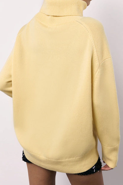 Turtleneck Long Sleeve Dropped Shoulder Sweater | Cozy & Stylish