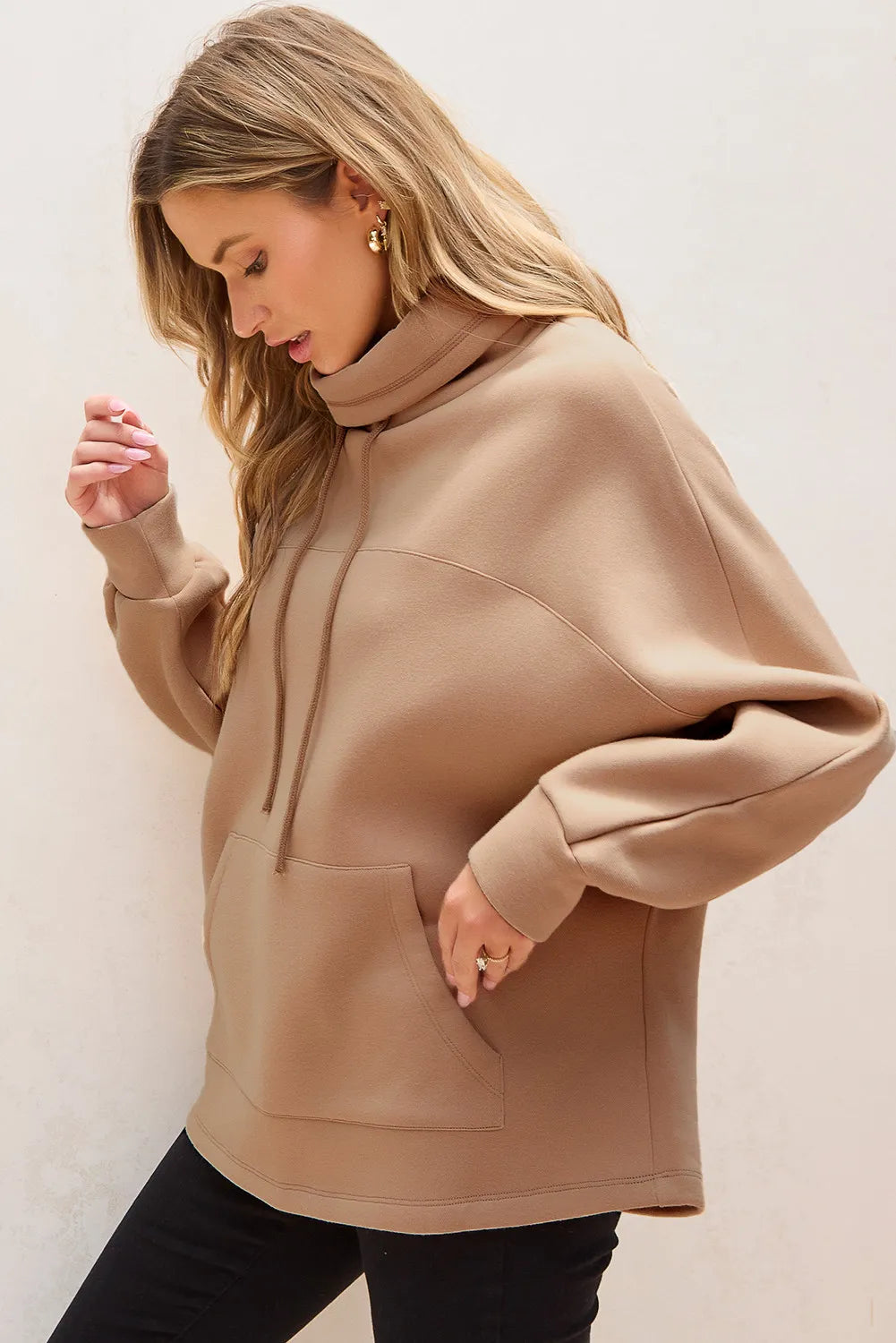 Drawstring Turtleneck Long Sleeve Sweatshirt | Cozy & Stylish