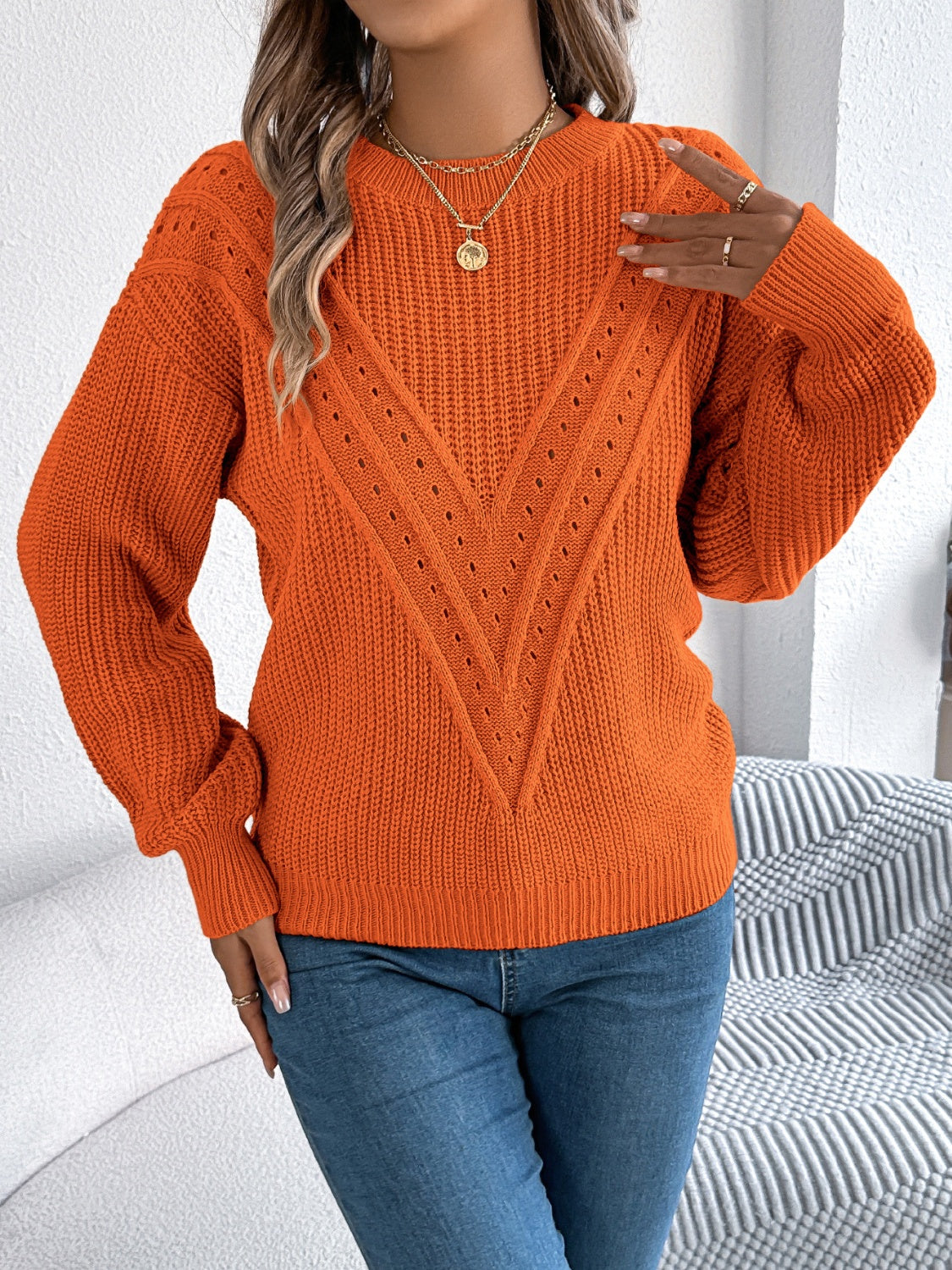 Round Neck Long Sleeve Sweater | Cozy & Versatile