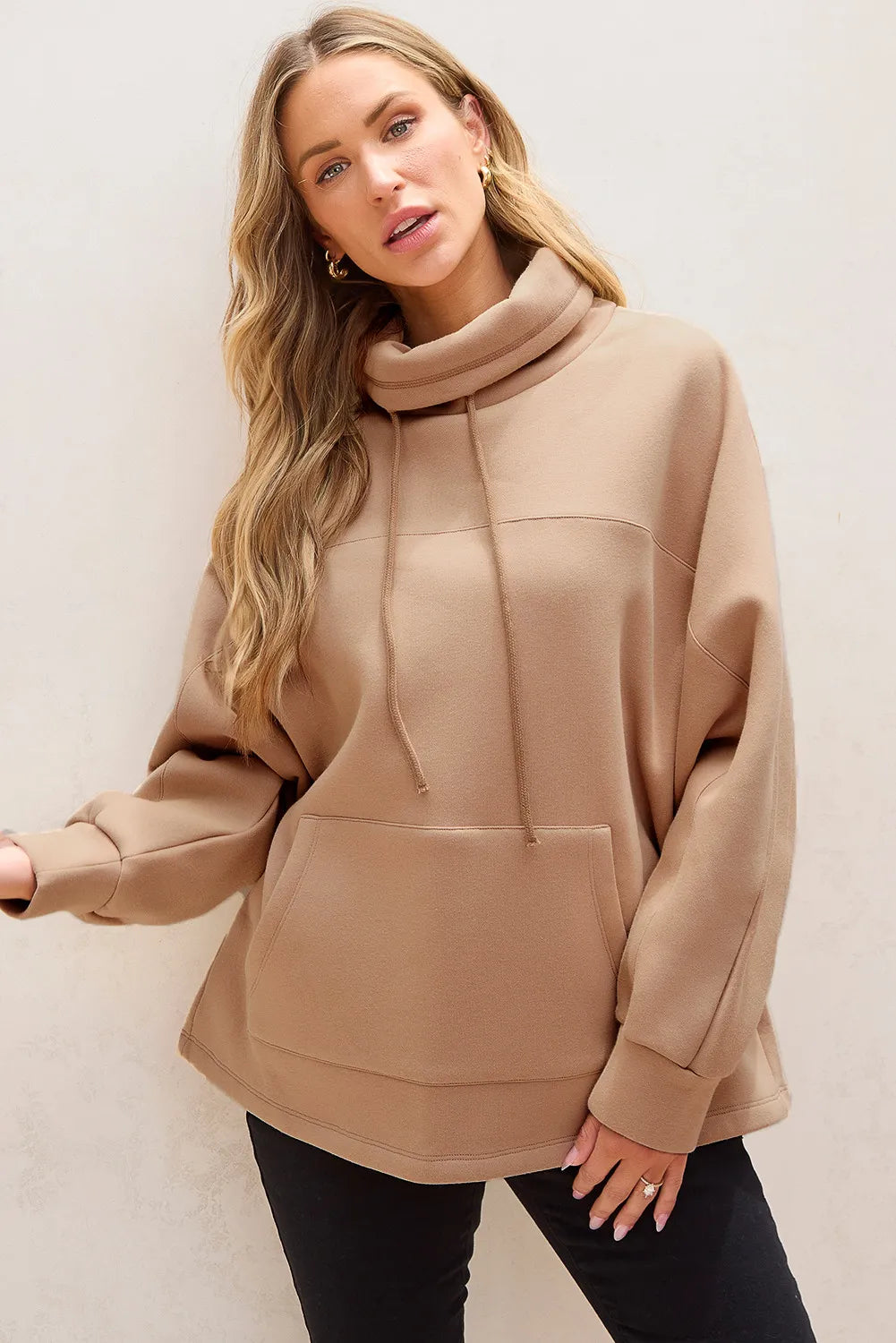 Drawstring Turtleneck Long Sleeve Sweatshirt | Cozy & Stylish