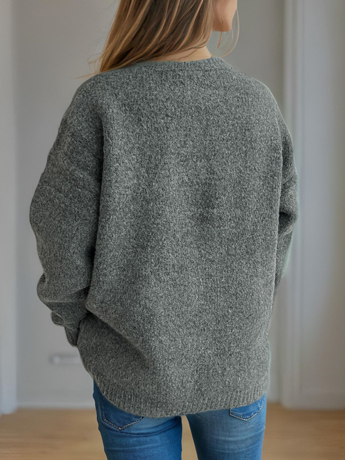 Cherry Round Neck Long Sleeve Sweater | Cozy & Cute