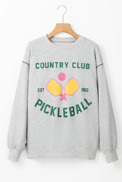 Pickleball Round Neck Dropped Shoulder Sweatshirt | Casual & Comfortable